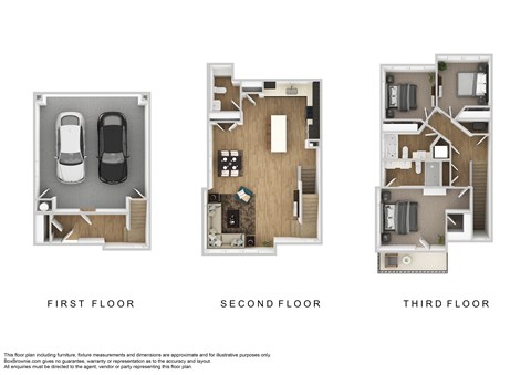 Floor plan for 3 beds, 2.5 baths, 1632 sqft